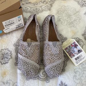 Toms Silver Morocco Crochet Shoes